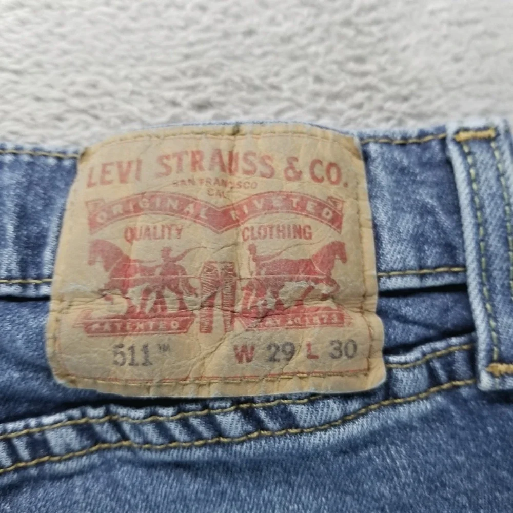Levis 511‎ Jeans Mens 29x30 Blue Slim Straight Low Rise Medium Wash Stretch